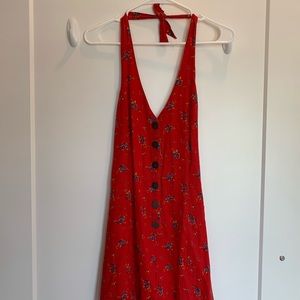 Urban Outfitters red halter romper